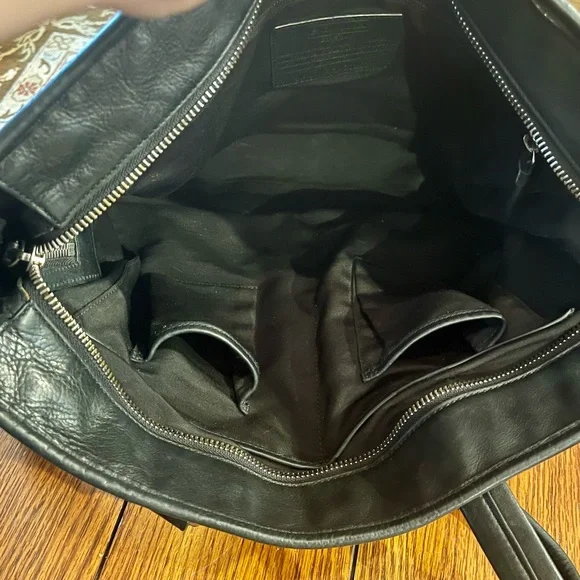 Coach Op Art Black Embossed Leather Messenger Bag